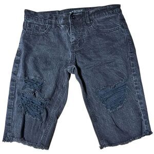 RUDE Black Ripped Destructed Skinny Jean Shorts Men’s Size 28